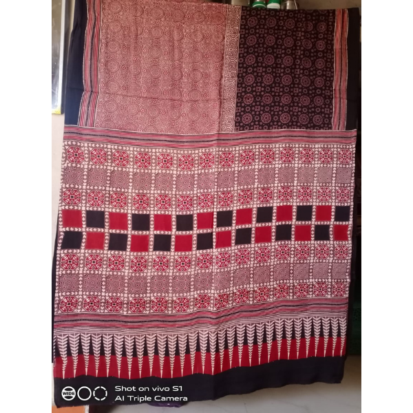 Ajrakh Block print Saree 